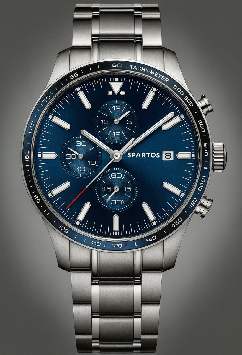 Spartos Classic Sapphire Chronograph SPW8501 - Quartz - Silver - Herrklocka - Rostfri stål - Safir