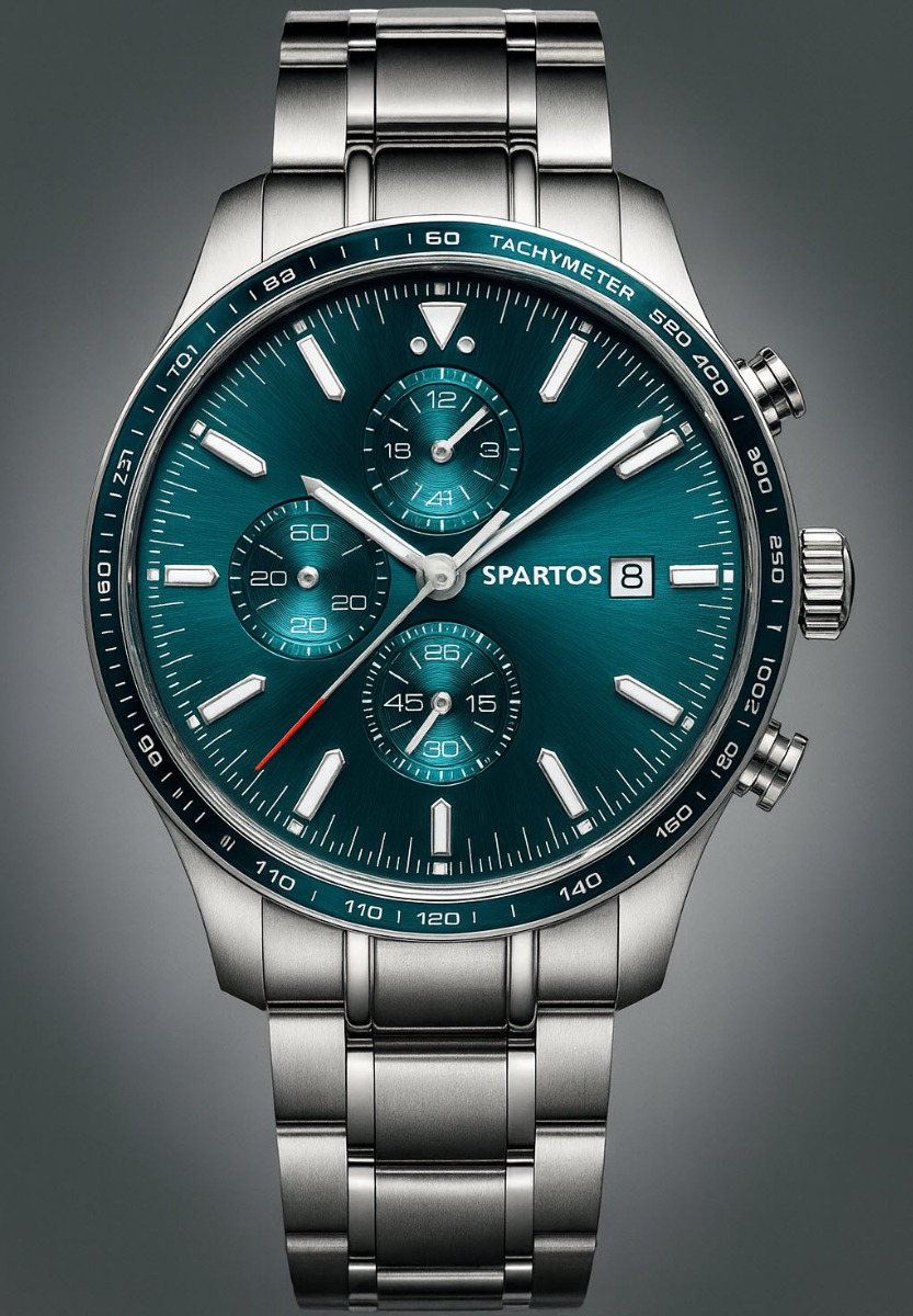 Spartos Classic Sapphire Chronograph SPW8502 - Quartz - Silver - Herrklocka - Rostfri stål - Safir