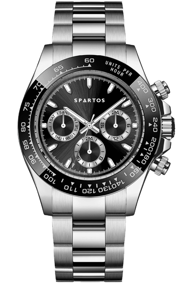 Spartos Classic Sapphire Chronograph SPW8601 - Quartz - Silver - Herrklocka - Rostfri stål - Safir
