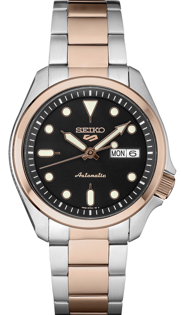 Seiko Outlet | Seiko 5 Sports Automatic SRPE58K1 - Automatisk - Rött guld Silver - Herrklocka - Rostfri stål - Härdat mineralglas
