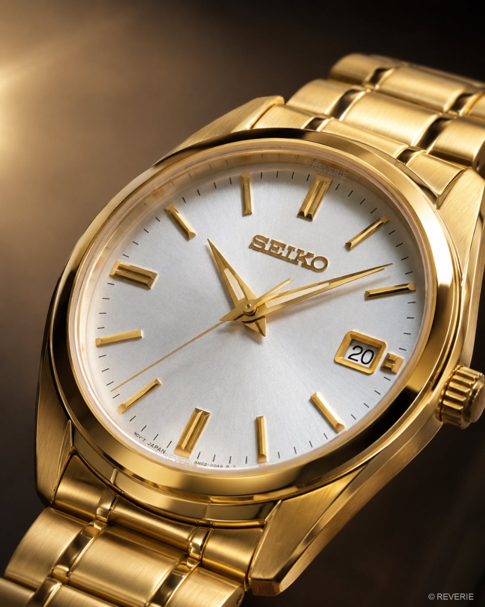 Seiko Mens Golden Classic Sapphire 40mm - Quartz - Guld - Herrklocka - Rostfri stål - Safir