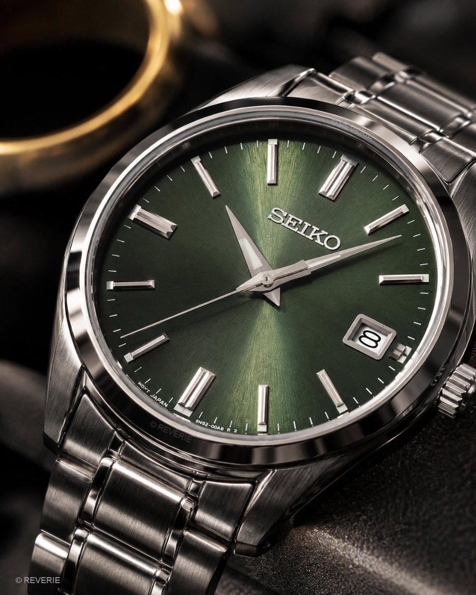 Seiko Mens Green Sapphire 40mm - Quartz - Silver - Herrklocka - Rostfri stål - Safir