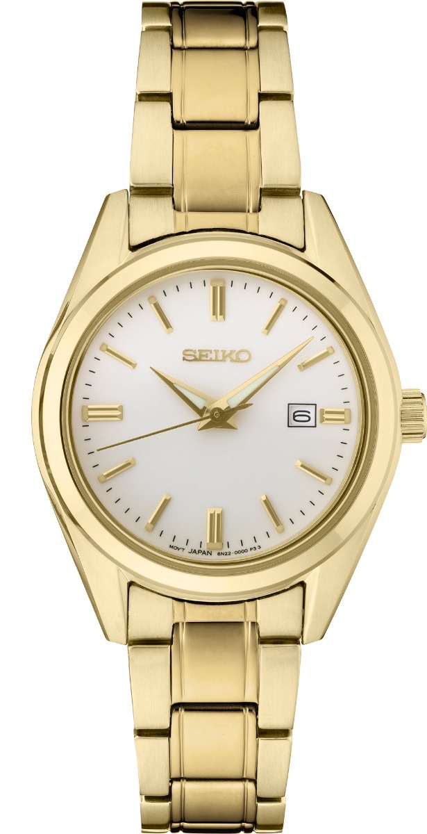Guldfärgat damur med 10 bar vattentäthet - Seiko Neo Classic SUR632P1 - Quartz - Guld - Damklocka - Rostfri stål - Safir