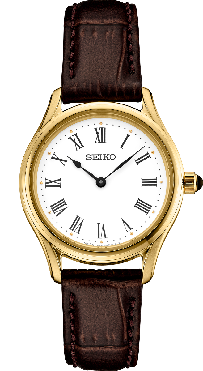 Seiko Ladies Classic SWR072P1 - Quartz - Guld - Damklocka - Läder - Safir