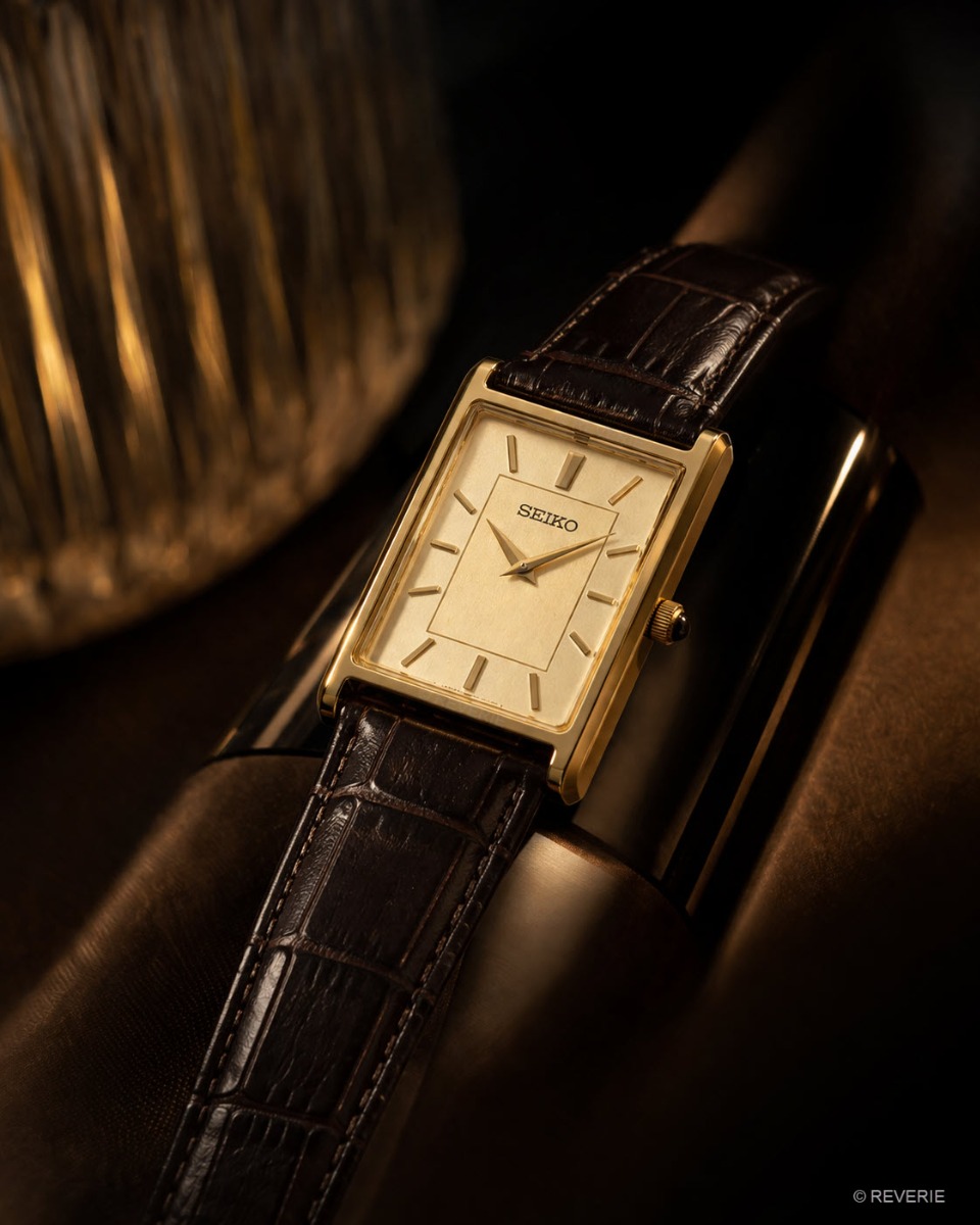 Seiko Vintage Mens Golden Brown Leather 27mm - Quartz - Guld - Damklocka - Läder - Safir