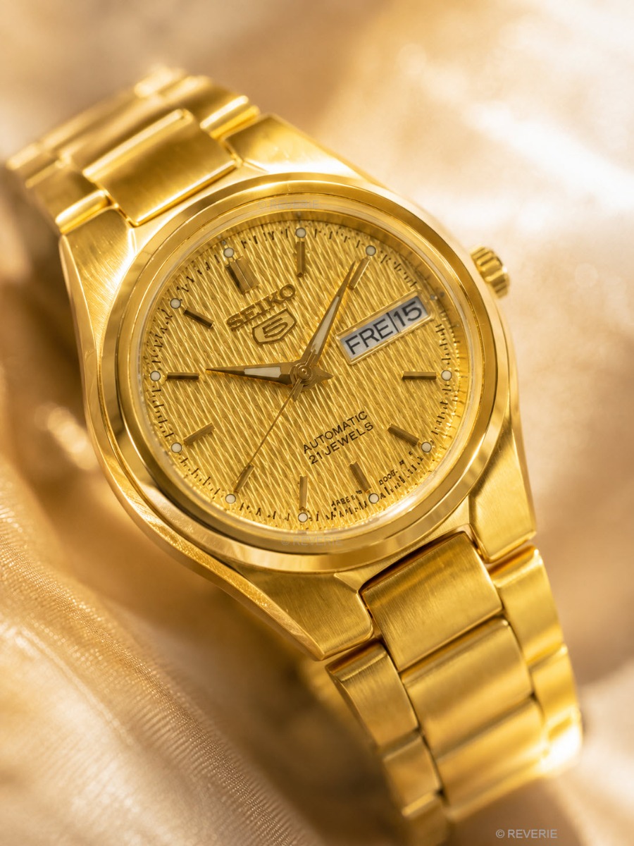 Seiko 5 Ladies Golden Automatic Petite 24mm - Automatisk - Guld - Damklocka - Rostfri stål - Härdat mineralglas