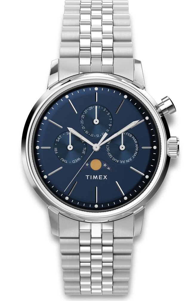 Timex Marlin Moon Phase TW2W51300 - Quartz - Silver - Herrklocka - Rostfri stål - Akryl