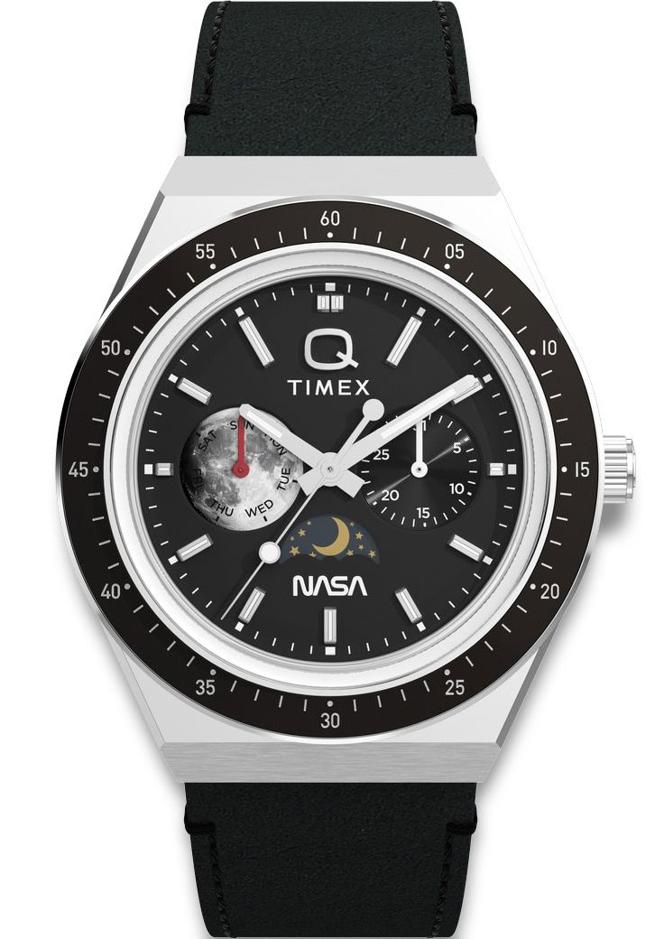 Timex Q Nasa 40mm TW2Y56800 - Quartz - Silver - Herrklocka - Läder - Akryl