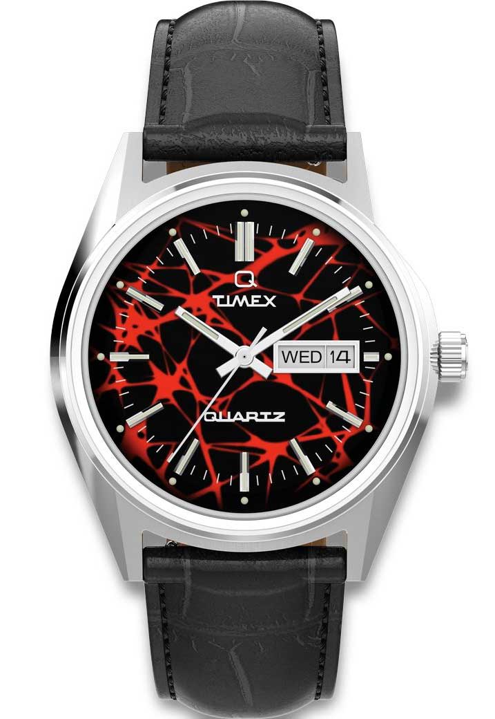 Timex Q Timex Red Vega TW2Y55700 - Quartz - Silver - Herrklocka - Läder - Akryl