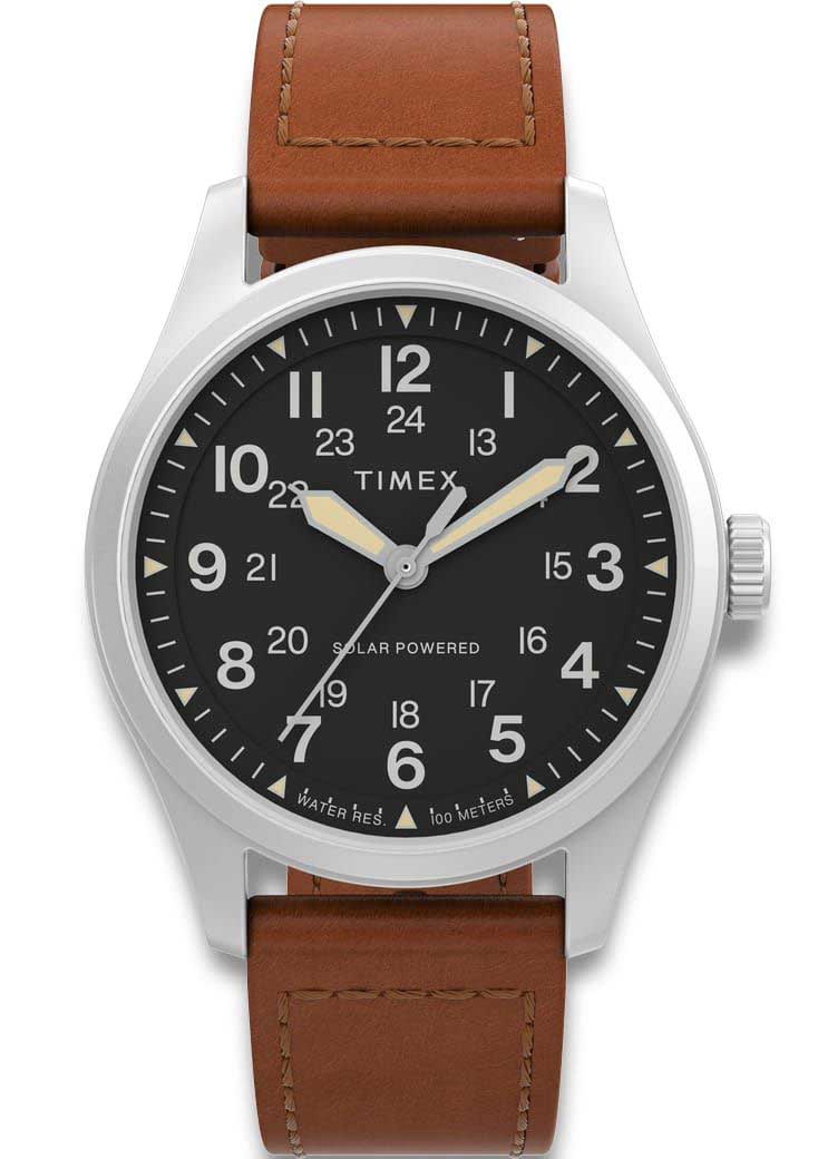 Timex Expedition North Field Post Solar TW2V00200 - Quartz - Silver - Unisex - Läder - Safir