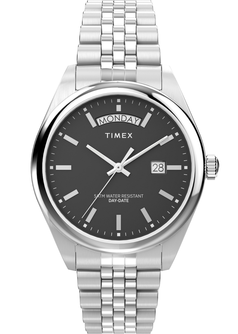 Timex Legacy Day and Date 41mm TW2V67800 - Quartz - Silver - Herrklocka - Rostfri stål - Härdat mineralglas