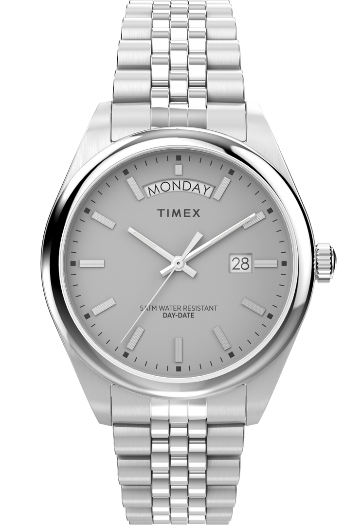 Timex Legacy Day and Date 41mm TW2V67900 - Quartz - Silver - Herrklocka - Rostfri stål - Härdat mineralglas