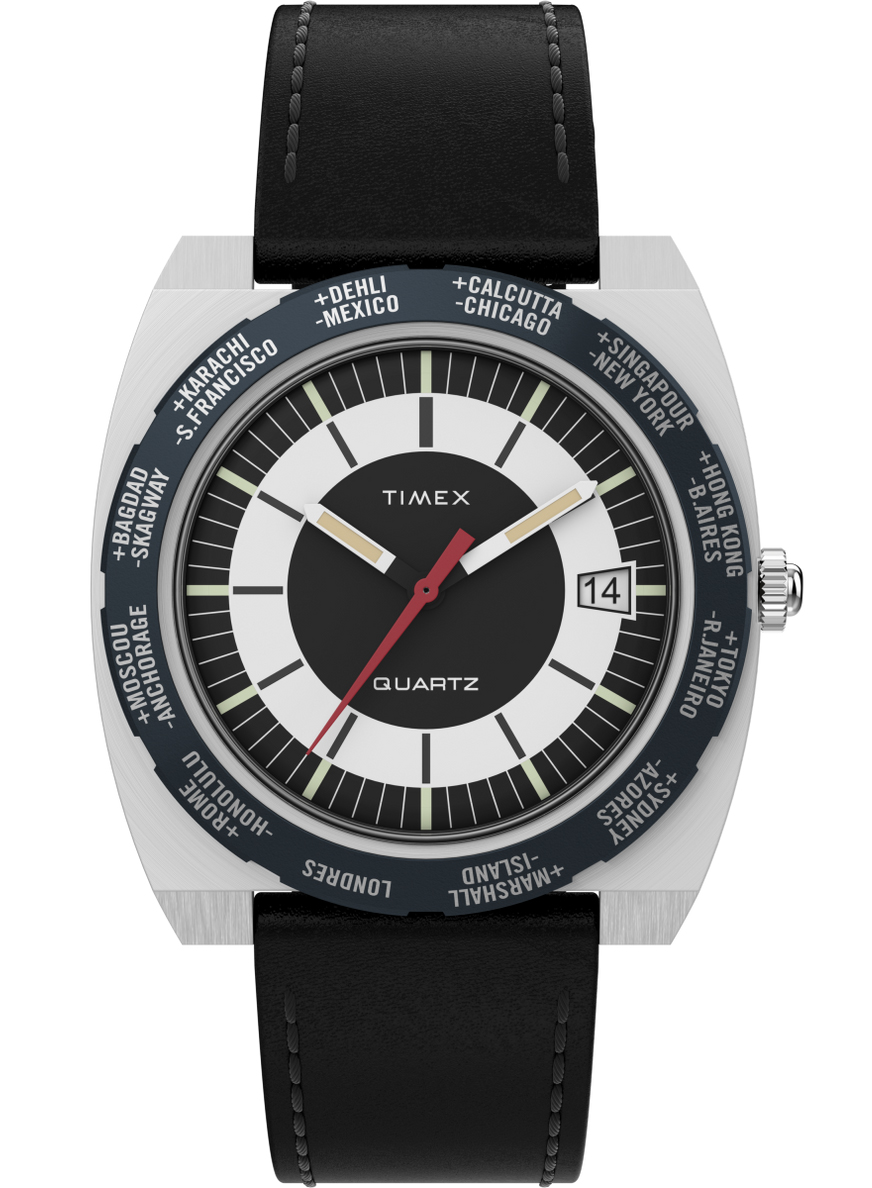 Timex World Time Reissue TW2V69500 - Quartz - Silver - Herrklocka - Läder - Akryl