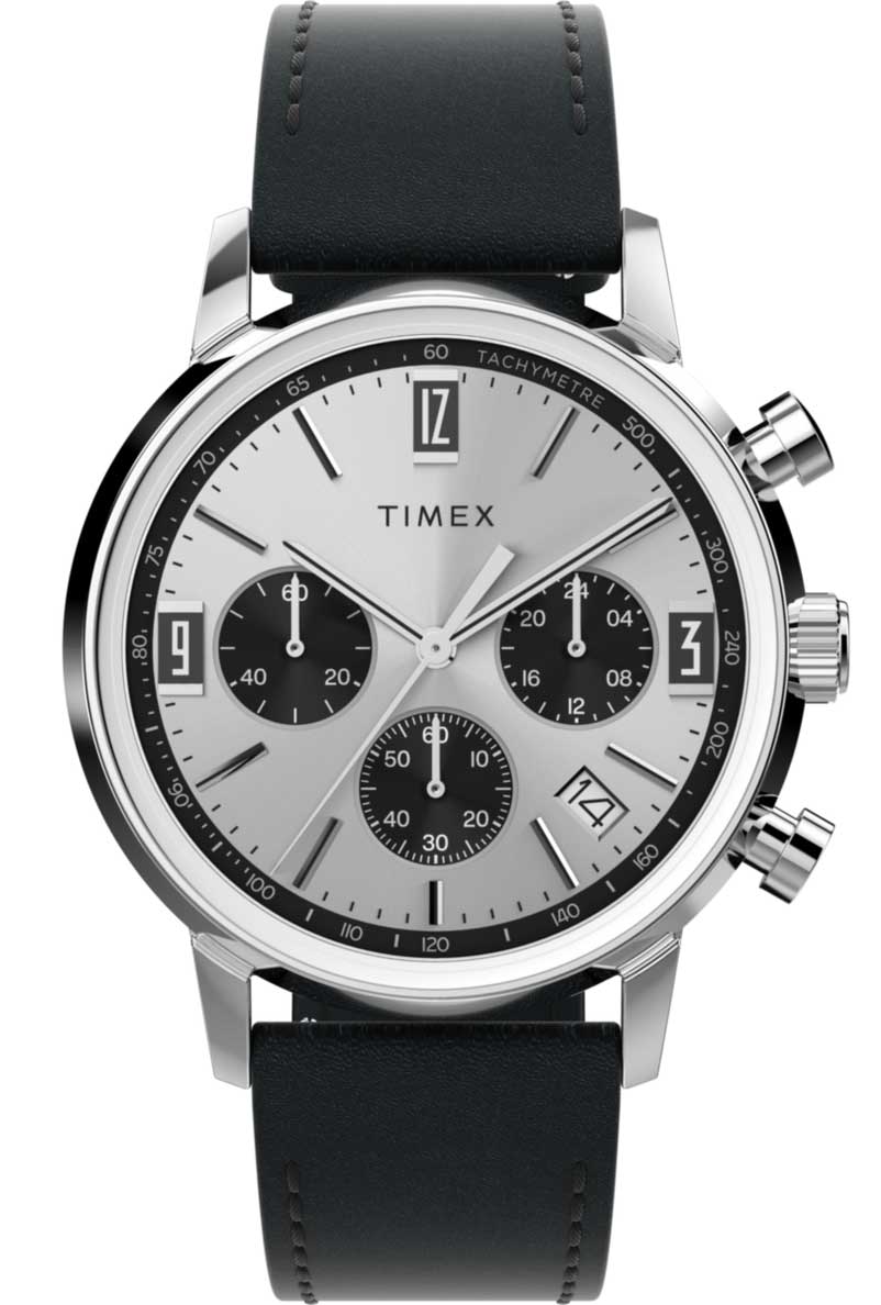 Timex Marlin Chronograph TW2W10300 - Quartz - Silver - Herrklocka - Läder - Akryl