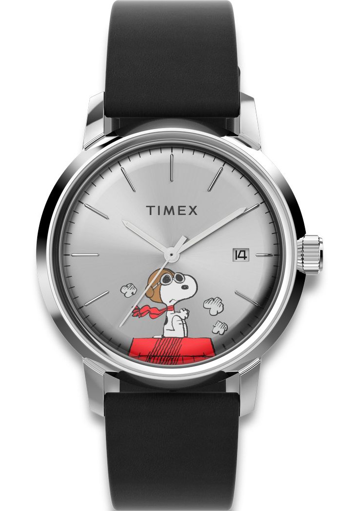 Timex Marlin Automatic x Peanuts Snoopy TW2W49600 - Automatisk - Silver - Herrklocka - Läder - Akryl