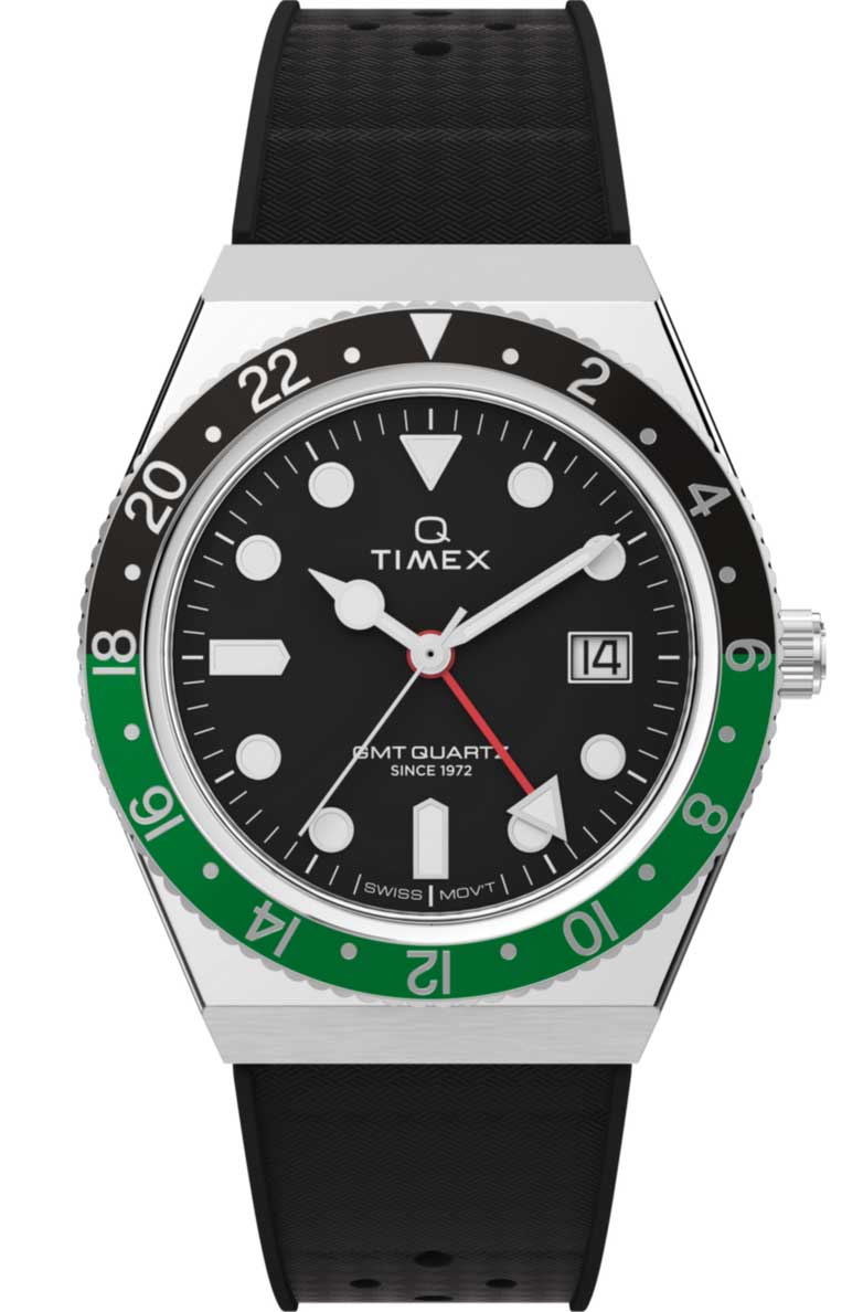 Timex Q GMT TW2W57500 - Quartz - Silver - Herrklocka - Gummi - Akryl