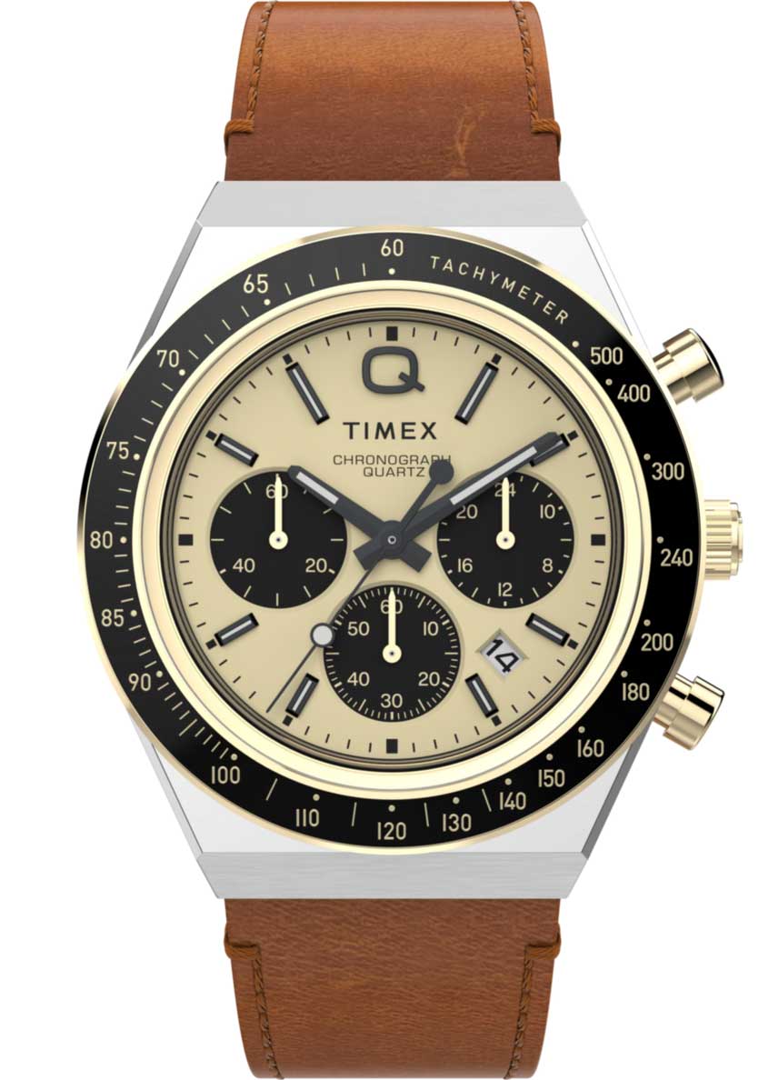 Timex Q Chronograph TW2W64400 - Quartz - Silver - Herrklocka - Läder - Akryl