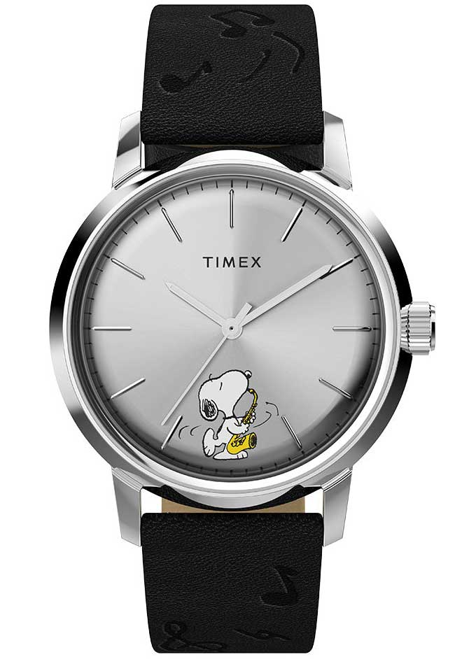 Timex X Peanuts Marlin Automatic TW2W68800 - Automatisk - Silver - Herrklocka - Läder - Akryl