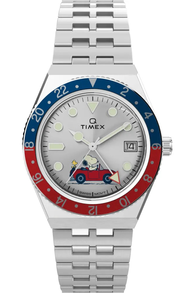Timex X Peanuts - Q Timex TW2W83300 - Quartz - Silver - Herrklocka - Rostfri stål - Akryl