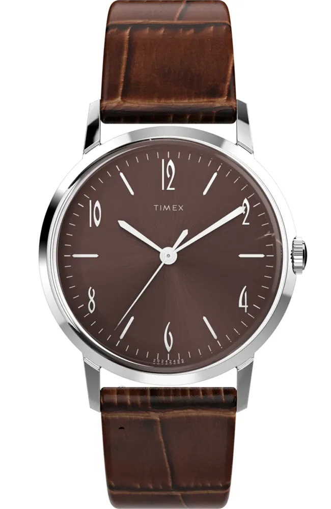 Timex Marlin Hand Wind Brown Leather - Mechanical Automatic (hand-wound) - Silver - Herrklocka - Läder - Akryl