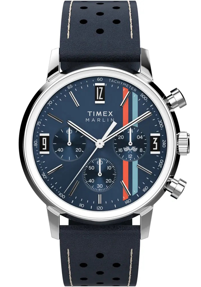 Timex Marlin Chronograph TW2W99000 - Quartz - Silver - Herrklocka - Läder - Akryl