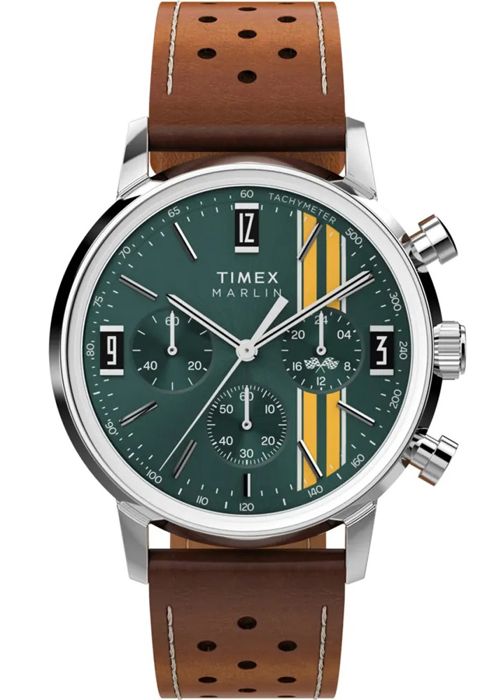 Timex Marlin Chronograph TW2W99100 - Quartz - Silver - Herrklocka - Läder - Akryl