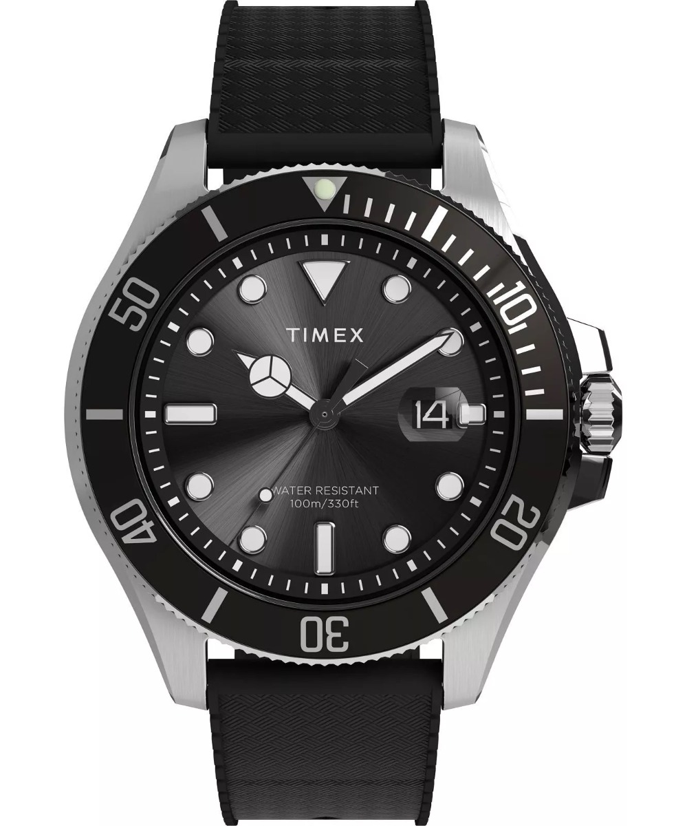 Timex Harborside Coast TW2Y09200 - Quartz - Silver - Herrklocka - Gummi - Härdat mineralglas