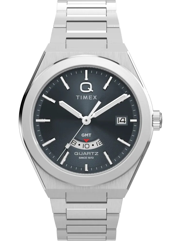 Timex Q Continental GMT TW2Y12100 - Quartz - Silver - Herrklocka - Rostfri stål - Härdat mineralglas