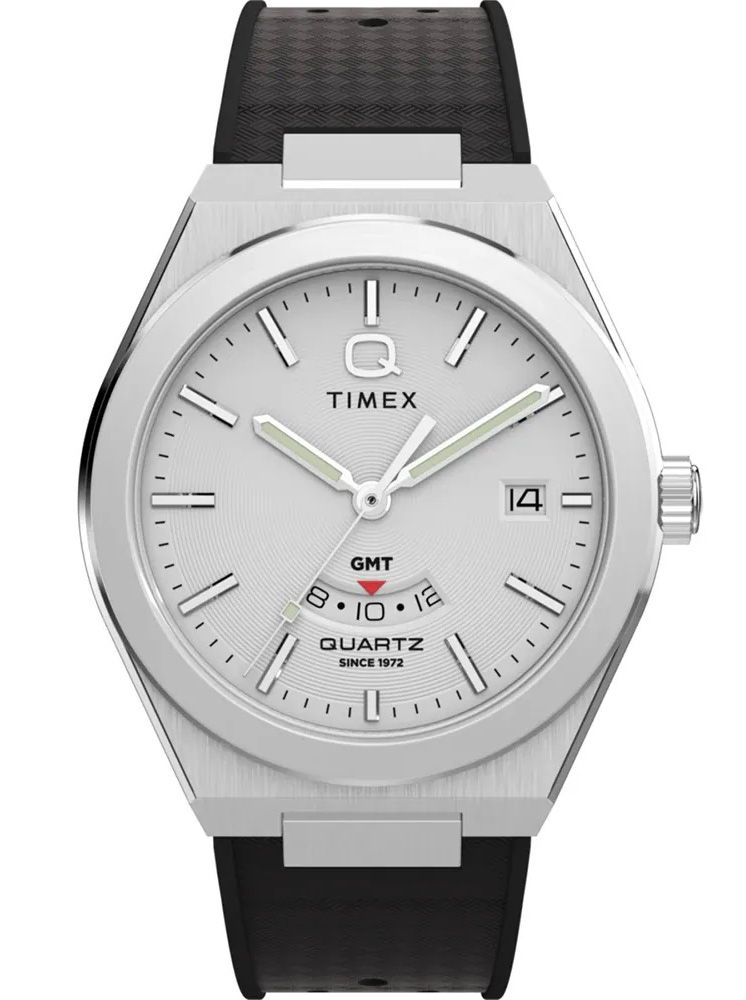 Timex Mens GMT 39mm - Quartz - Silver - Herrklocka - Silikon - Härdat mineralglas