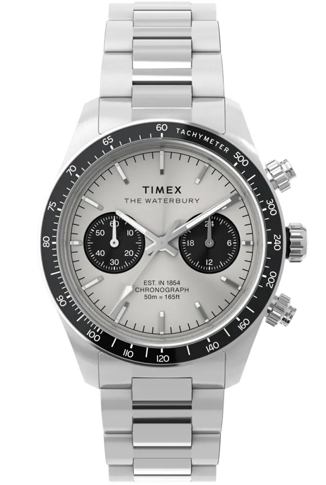 Timex Waterbury Waterbury Heritage Chronograph TW2Y19200 - Quartz - Silver - Herrklocka - Rostfri stål - Härdat mineralglas