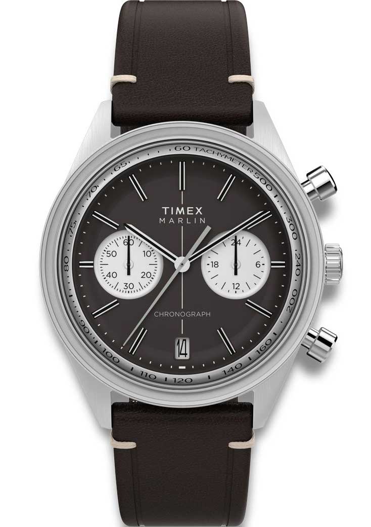 Timex Marlin Jet Quartz Chronograph TW2Y24700 - Quartz - Silver - Herrklocka - Läder - Akryl