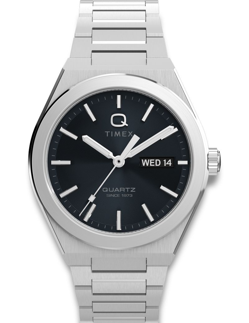 Timex Q Continental Day and Date TW2Y25000 - Quartz - Silver - Herrklocka - Rostfri stål - Härdat mineralglas