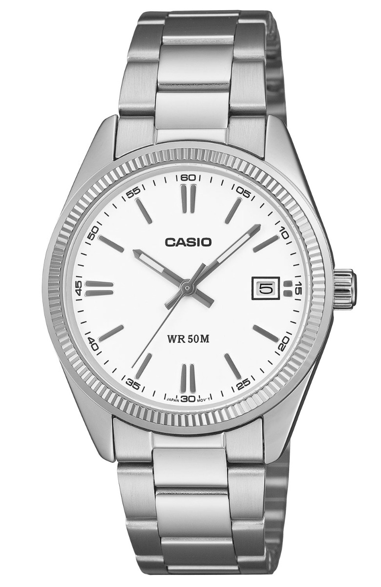 Casio Classic Unisex Steel White 35mm - Quartz - Silver - Unisex - Rostfri stål - Härdat mineralglas