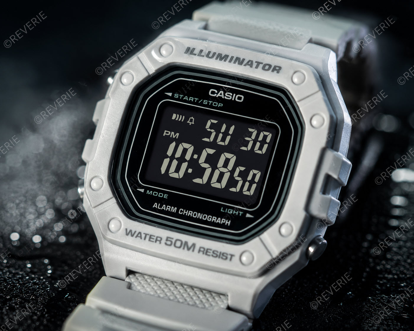 Casio White Digital Long Battery Life 43mm - Digitalt - Grå - Herrklocka - Harts - Akryl