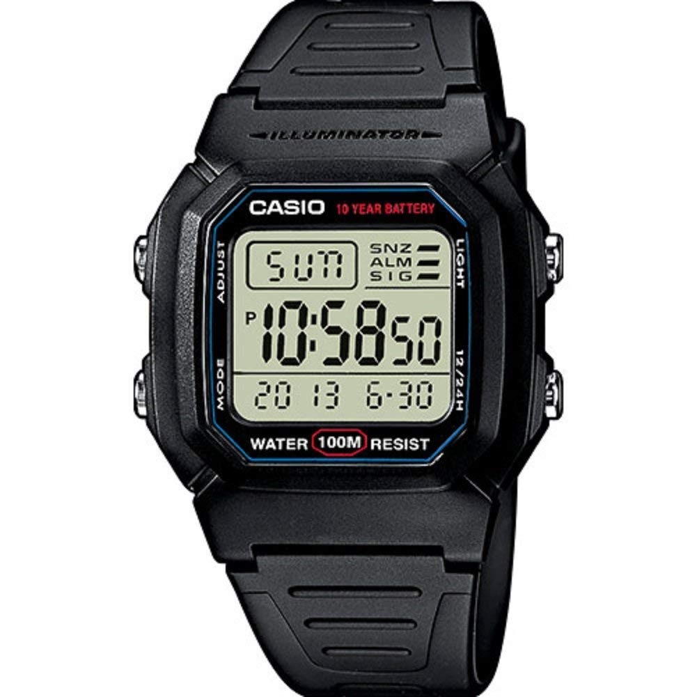 Casio | Sportig digital klocka med lång batteritid | W-800H-1AVES - Digitalt - Svart - Unisex - Harts - Akryl