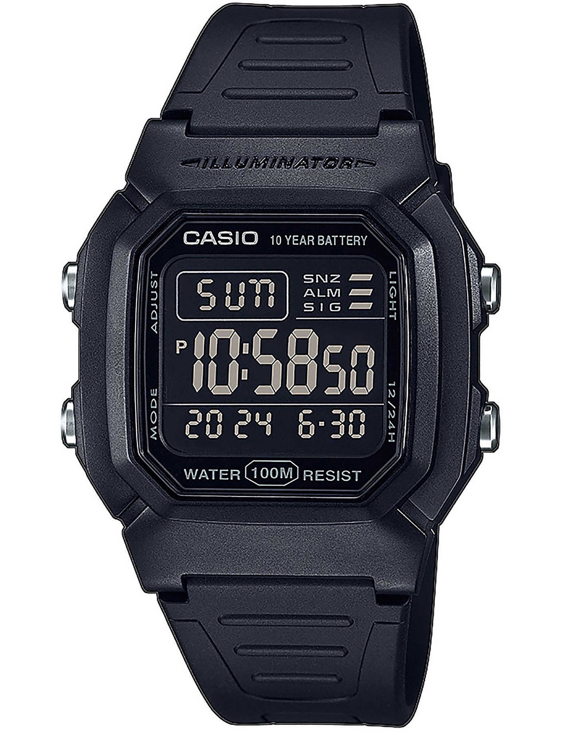 Casio | Klassisk digital klocka med 10-års batteritid och enkel design | W-800H-1BVES - Digitalt - Svart - Unisex - Harts - Akryl
