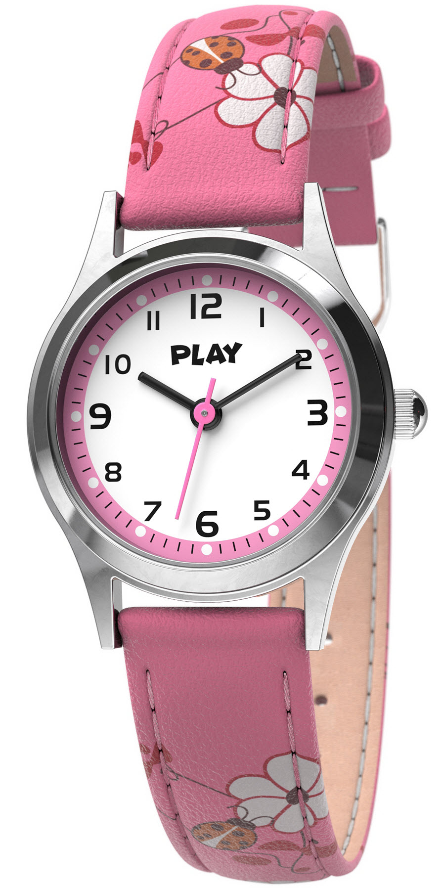 PLAY Rose Ladybug W1065AIX-A - Quartz - Silver - Barnklocka - Läder - Akryl