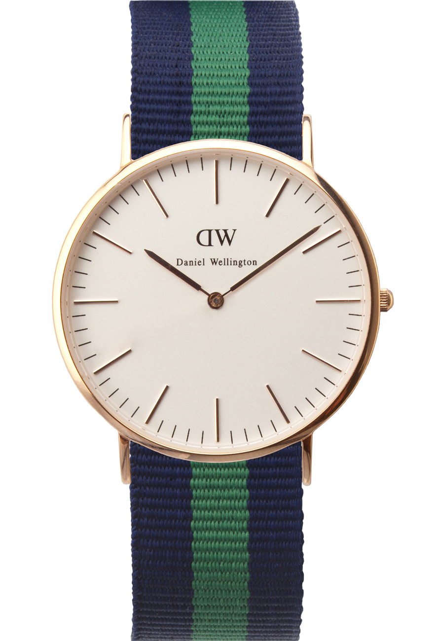 Daniel Wellington Classic Warwick Herrklocka, Roséguld, 40mm - Quartz - Rött guld - Herrklocka - Textil - Härdat mineralglas
