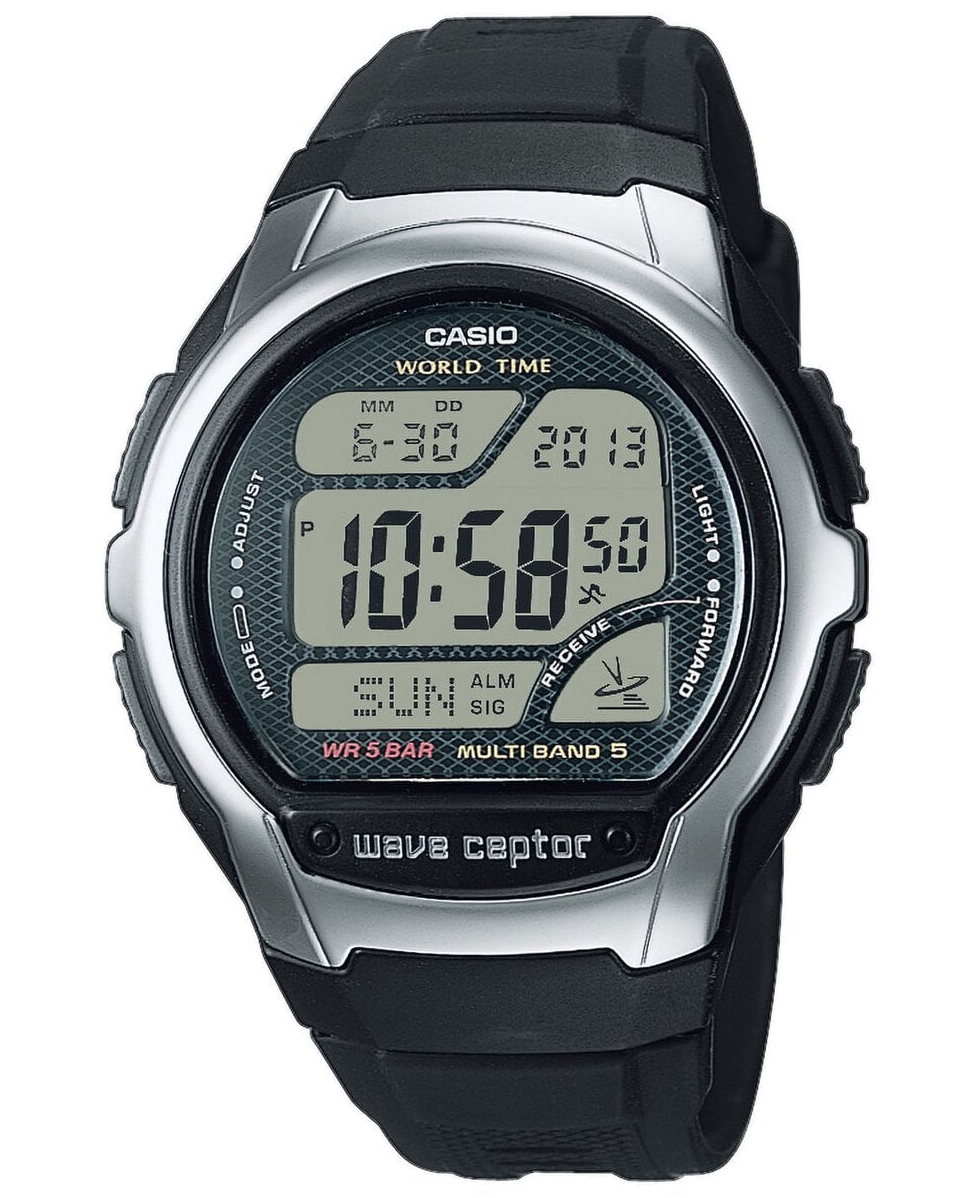 Casio | Radiokontrollerad Wave Ceptor-klocka med multi-band och världstid | WV-58R-1AEF - Digitalt - Svart - Herrklocka - Harts - Akryl